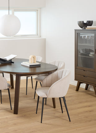 A-Line Display Cabinet with 2 Drawers and 2 Shelves in Smoked Oak