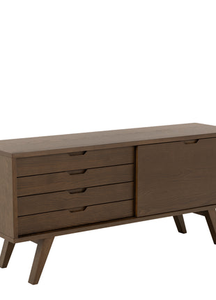 A-Line Sideboard with 4 Drawers and Sliding Door in Smoked Oak