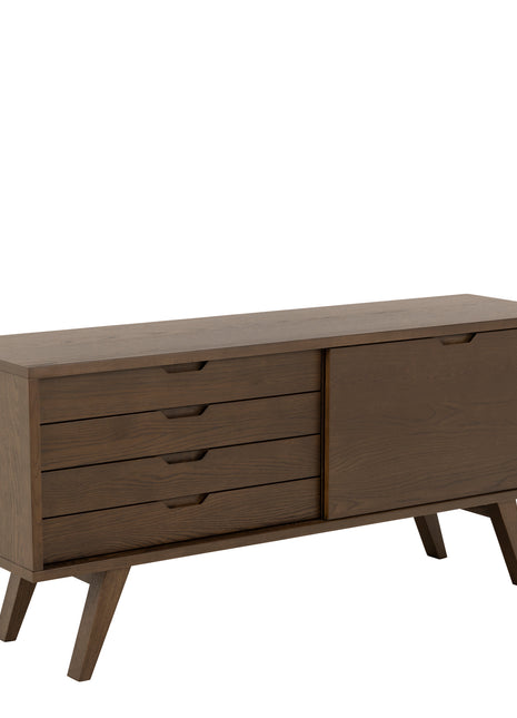 A-Line Sideboard with 4 Drawers and Sliding Door in Smoked Oak