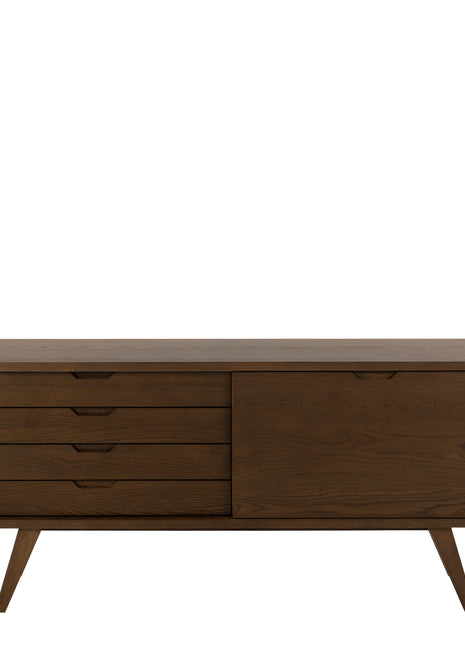 A-Line Sideboard with 4 Drawers and Sliding Door in Smoked Oak