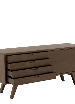 A-Line Sideboard with 4 Drawers and Sliding Door in Smoked Oak