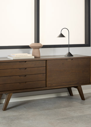 A-Line Sideboard with 4 Drawers and Sliding Door in Smoked Oak