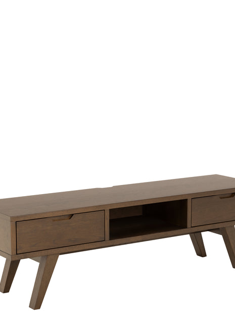 A-Line TV Unit with 2 Drawers in Smoked Oak