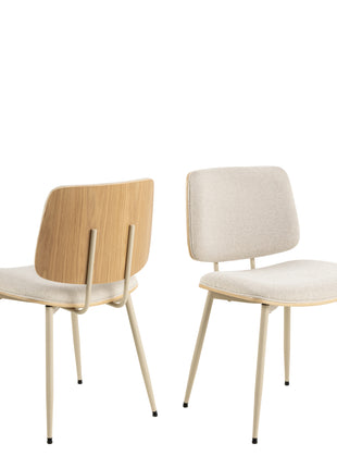 Owen Dining Chair in Apia Fabric Beige Set of 2