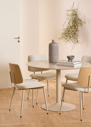 Owen Dining Chair in Apia Fabric Beige Set of 2
