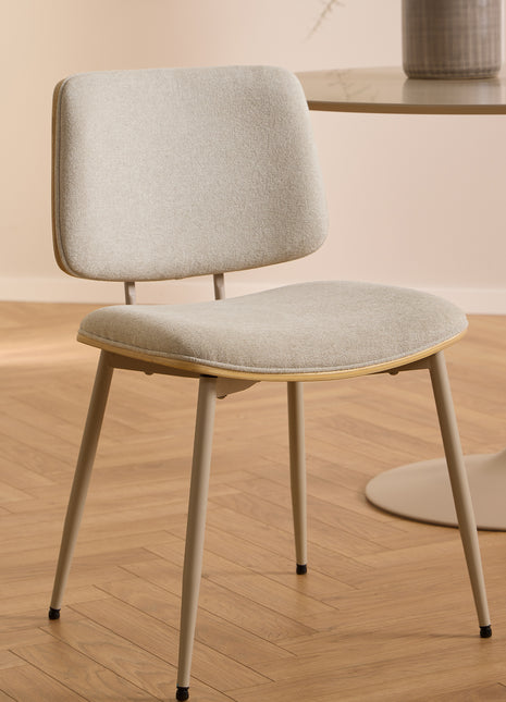 Owen Dining Chair in Apia Fabric Beige Set of 2