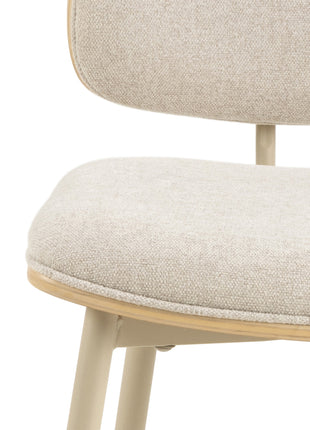 Owen Dining Chair in Apia Fabric Beige Set of 2