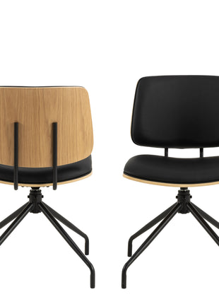 Owen Swivel Dining Chairs in Matt Black Set of 2