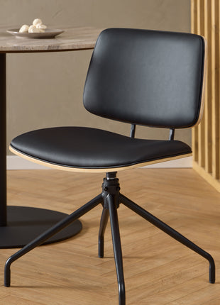 Owen Swivel Dining Chairs in Matt Black Set of 2