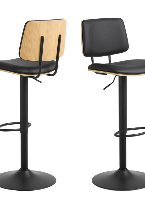 Owen Swivel Bar Stool With Height Adjustable Function in Matt Black