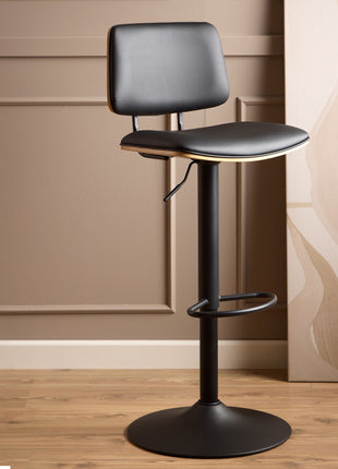 Owen Swivel Bar Stool With Height Adjustable Function in Matt Black