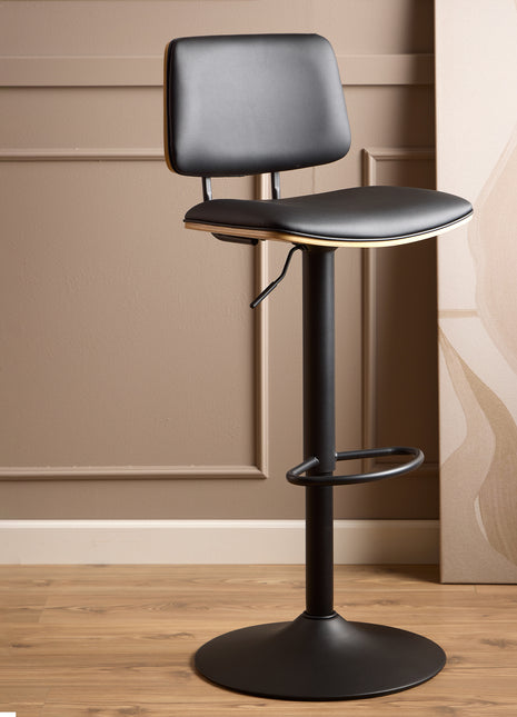 Owen Swivel Bar Stool With Height Adjustable Function in Matt Black