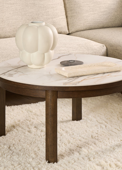 Southampton Round Coffee Table in Cream Ceramic 90x45cm
