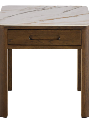 Southampton Square Side Table 1 Drawer in Cream Ceramic