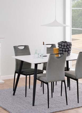 Wicklow Ceramic Dining Table Brown/Black 140x75cm Included 4 Brooke Dining Chairs in Taupe