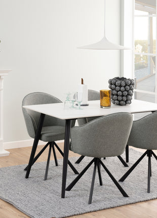 Wicklow Ceramic Dining Table Brown/Black 140x75cm Included 4 Brooke Dining Chairs in Taupe