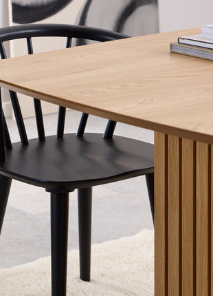Christo Dining Table in Oak Included 6 Ida Dining Chairs in Black