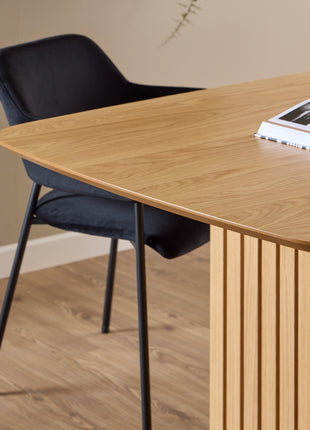Christo Dining Table in Oak Included 6 Ida Dining Chairs in Black