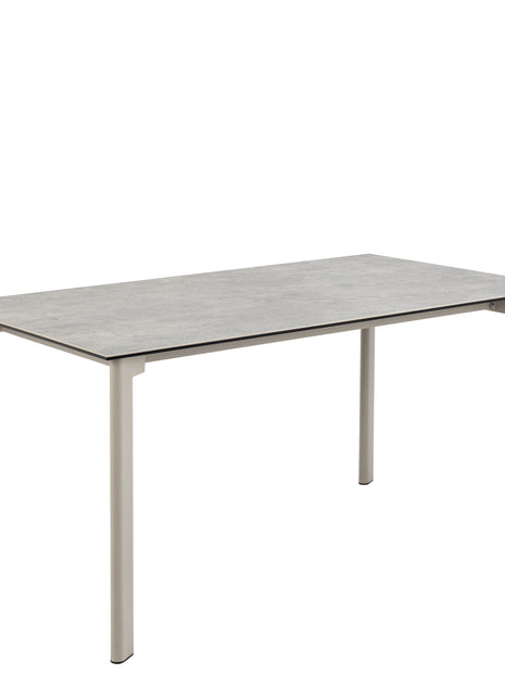 Palermo Ceramic Dining Table in Grey 160x75cm Included 4 Ella Swivel Beige Dining Chairs