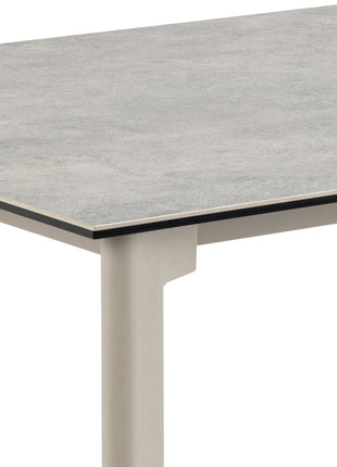 Palermo Ceramic Dining Table in Grey 160x75cm Included 4 Ella Swivel Beige Dining Chairs