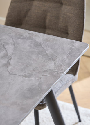 Wicklow Rectangular Dining Table in Grey/Black 140x75cm Included 4 Brooke Dining Chairs in Taupe