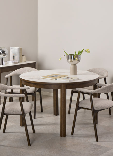 Southampton Round Extendable Dining Table in Cream Ceramic 120x75cm