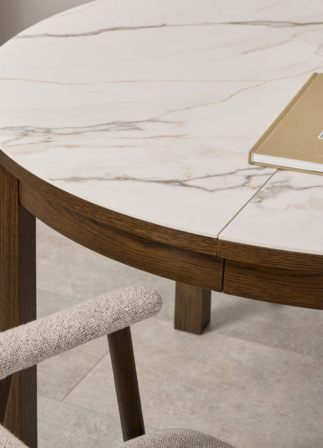 Southampton Round Extendable Dining Table in Cream Ceramic 120x75cm