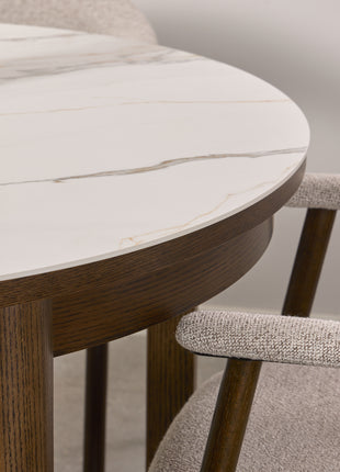 Southampton Round Extendable Dining Table in Cream Ceramic 120x75cm