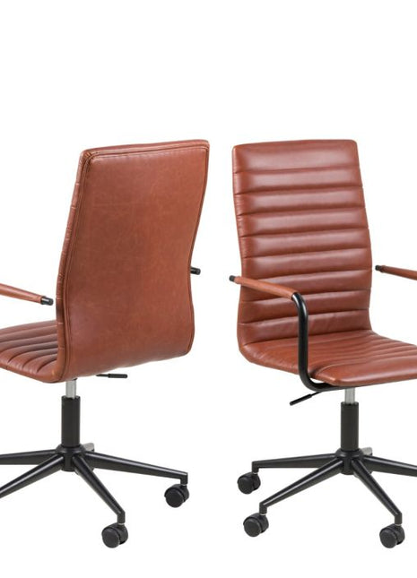 Winslow Swivel Desk Chair With Adjustable Height Function in Vintage Brandy