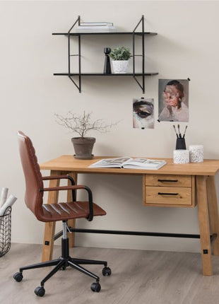 Winslow Swivel Desk Chair With Adjustable Height Function in Vintage Brandy