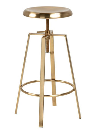 Goose Bar Stool Without Back in Gold Brushed Steel With Adjustable Height