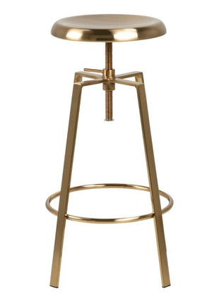 Goose Bar Stool Without Back in Gold Brushed Steel With Adjustable Height