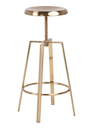 Goose Bar Stool Without Back in Gold Brushed Steel With Adjustable Height