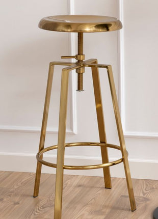 Goose Bar Stool Without Back in Gold Brushed Steel With Adjustable Height