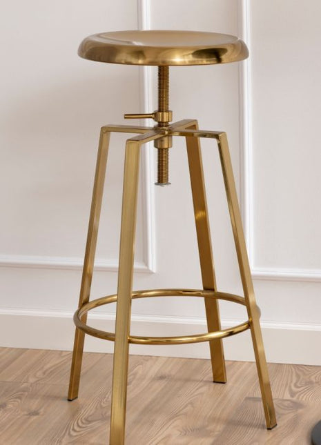 Goose Bar Stool Without Back in Gold Brushed Steel With Adjustable Height