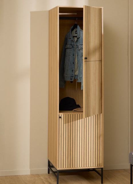 Albany Wardrobe 2 Doors in Oak/Black Legs