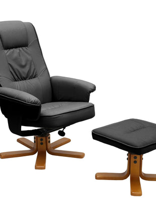 Althorpe Recliner with Footstool PU Black