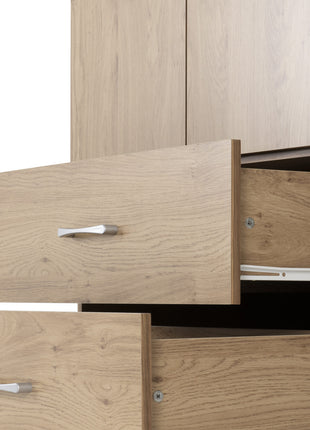 Charles 2 Door 2 Drawer Wardrobe in Oak Veneer with Dark Walnut Trim