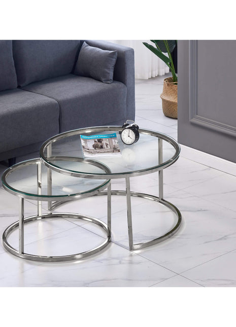 Clara Clear Glass Coffee Table Set