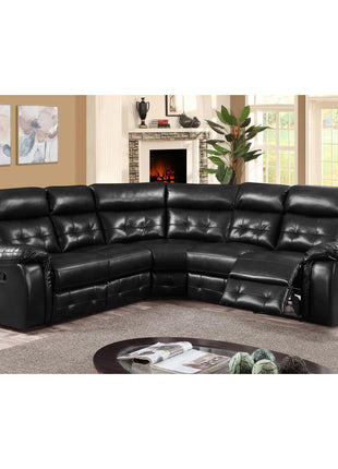 Cobalt Recliner Leather Lux & PU Corner Group Black