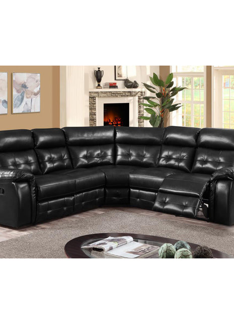 Cobalt Recliner Leather Lux & PU Corner Group Black