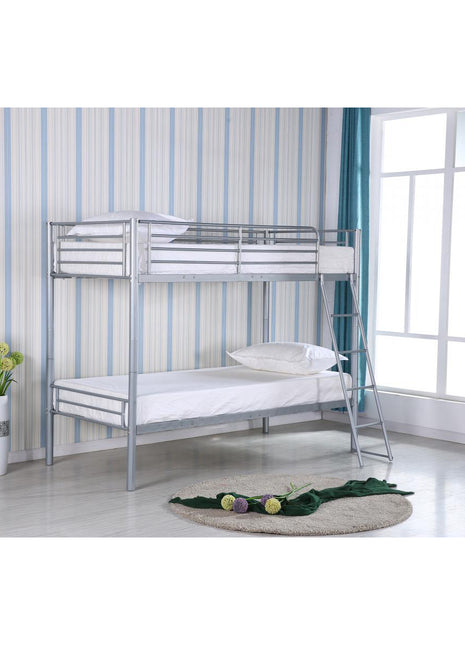 Himley Bunk Bed Frame Only -  White & in Silver