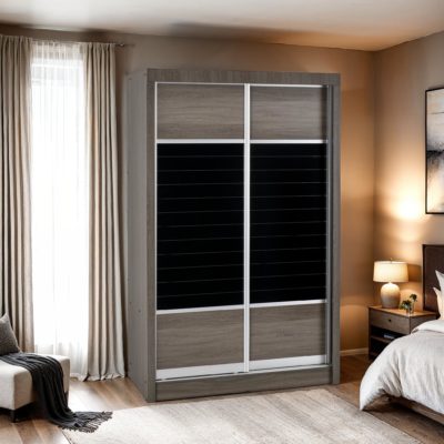 Lisbon 2 Door Sliding Wardrobe - Black Wood Grain