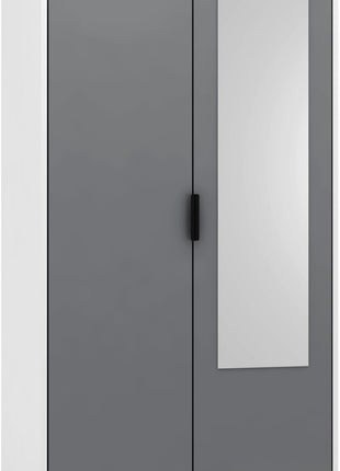 Madrid 2 Door 1 Drawer Mirrored Wardrobe Grey/White