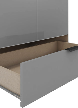 Madrid 2 Door 1 Drawer Mirrored Wardrobe Grey/White