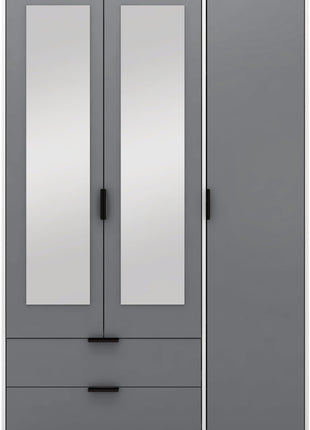 Madrid 3 Door 2 Drawer Mirrored Wardrobe Grey/White