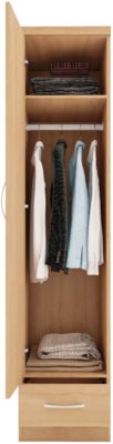 Nevada 1 Door 1 Drawer Wardrobe Oak