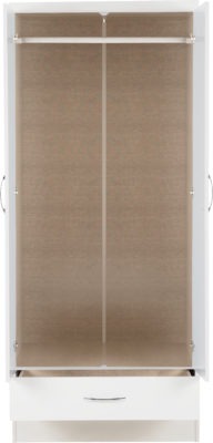 Nevada 2 Door 1 Drawer Wardrobe White Gloss