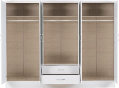 Nevada 6 Door 2 Drawer Mirrored Wardrobe  White Gloss