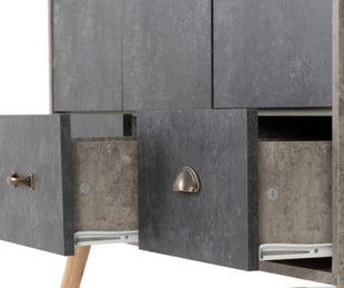 Nordic 3 Door 3 Drawer Wardrobe Concrete Effect/Charcoal